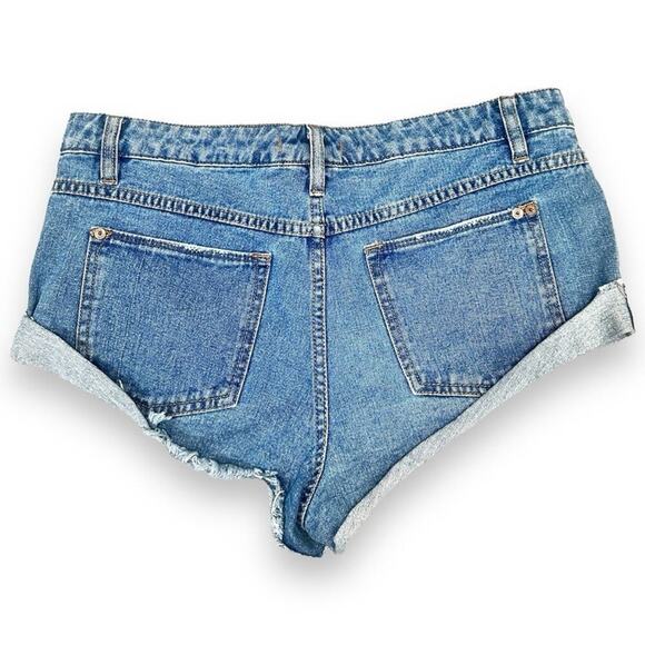 Free People - Denim Mini Cutoff Shorts - Picture 3 of 9